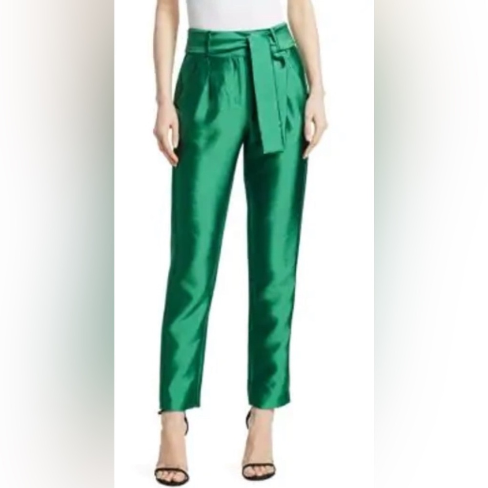Maje pack cropped straight leg pants in green.